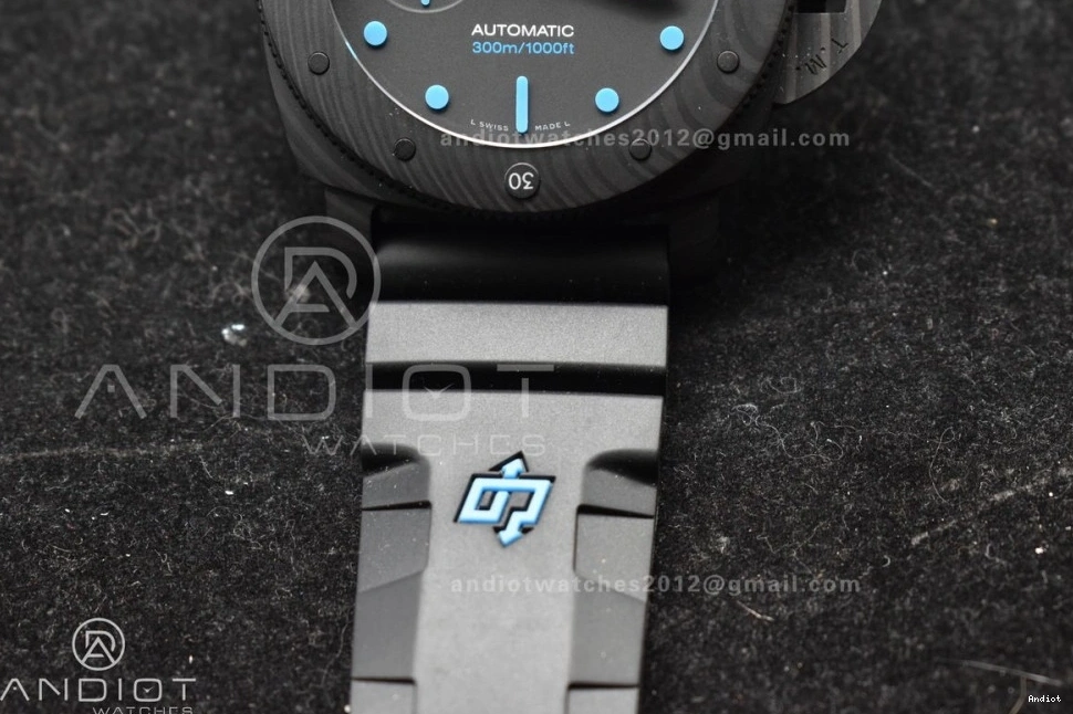 Clone VSF on Markers Blue 47mm Strap PAM1616 Carbotech Best Dial P.9010 Rubber Edition Black 0515